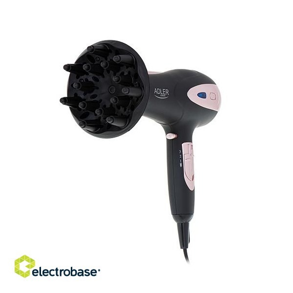 Adler | Hair Dryer | AD 2248b ION | 2200 W | Number of temperature settings 3 | Ionic function | Diffuser nozzle | Black/Pink paveikslėlis 5