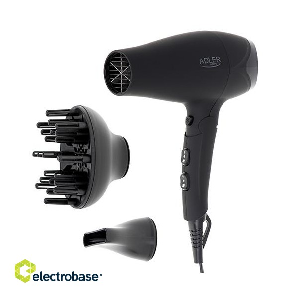 Adler | Hair dryer | AD 2267 | 2100 W | Number of temperature settings 3 | Diffuser nozzle | Black image 2