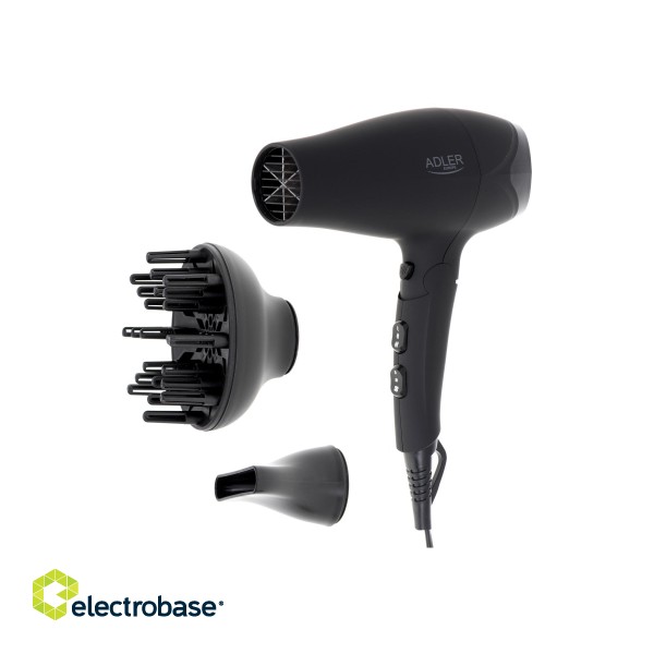 Adler | Hair dryer | AD 2267 | 2100 W | Number of temperature settings 3 | Diffuser nozzle | Black image 1