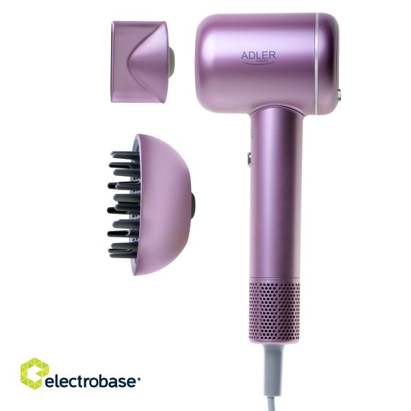 Adler Hair Dryer | AD 2270p SUPERSPEED | 1600 W | Number of temperature settings 3 | Ionic function | Diffuser nozzle | Purple image 1