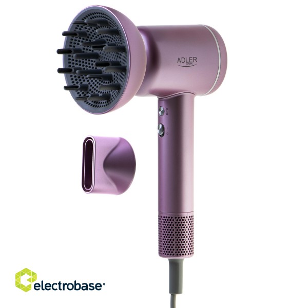 Adler Hair Dryer | AD 2270p SUPERSPEED | 1600 W | Number of temperature settings 3 | Ionic function | Diffuser nozzle | Purple image 5
