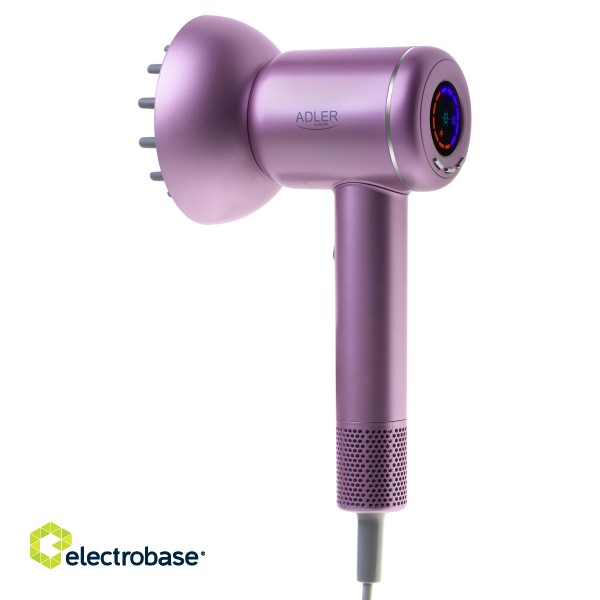 Adler Hair Dryer | AD 2270p SUPERSPEED | 1600 W | Number of temperature settings 3 | Ionic function | Diffuser nozzle | Purple image 10