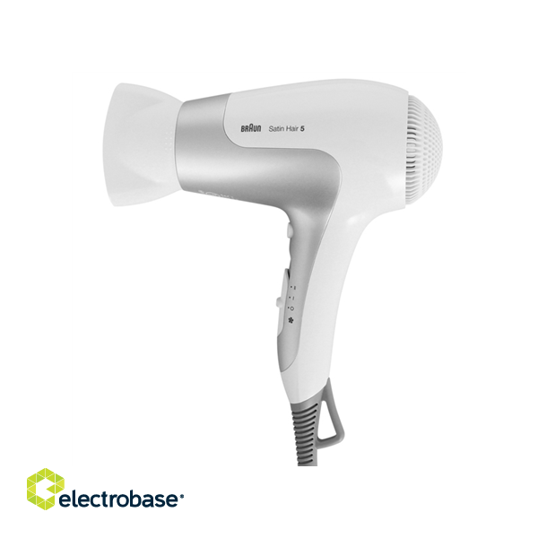 Braun | Hair Dryer | Satin Hair 5 HD 580 | 2500 W | Number of temperature settings 3 | Ionic function | White/ silver image 1