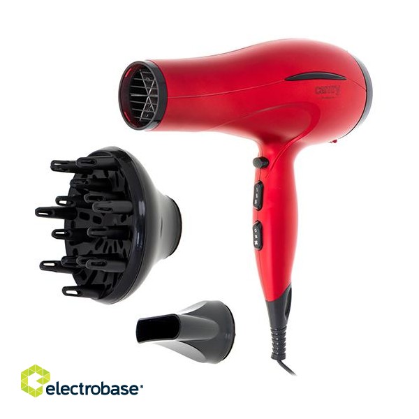 Camry | Hair Dryer | CR 2253 | 2400 W | Number of temperature settings 3 | Diffuser nozzle | Red фото 2