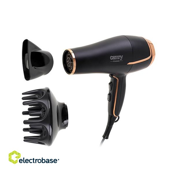 Camry | Hair Dryer | CR 2255 | 2200 W | Number of temperature settings 3 | Diffuser nozzle | Black image 2