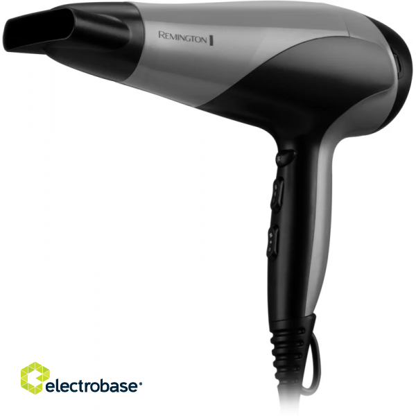 Remington Hair Dryer | D3190S | 2200 W | Number of temperature settings 3 | Ionic function | Diffuser nozzle | Grey/Black image 1