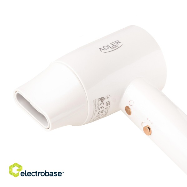 Adler Hair Dryer | SUPERSPEED AD 2272 | 1800 W | Number of temperature settings 3 | Ionic function | White фото 6