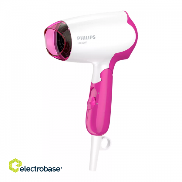 Philips | Hair Dryer | BHD003/00 | 1400 W | Number of temperature settings 2 | White/Pink фото 1