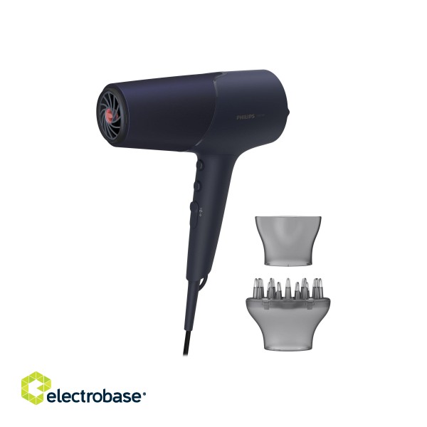 Philips | Hair Dryer | BHD510/00 | 2300 W | Number of temperature settings 3 | Ionic function | Diffuser nozzle | Blue/Metal фото 1