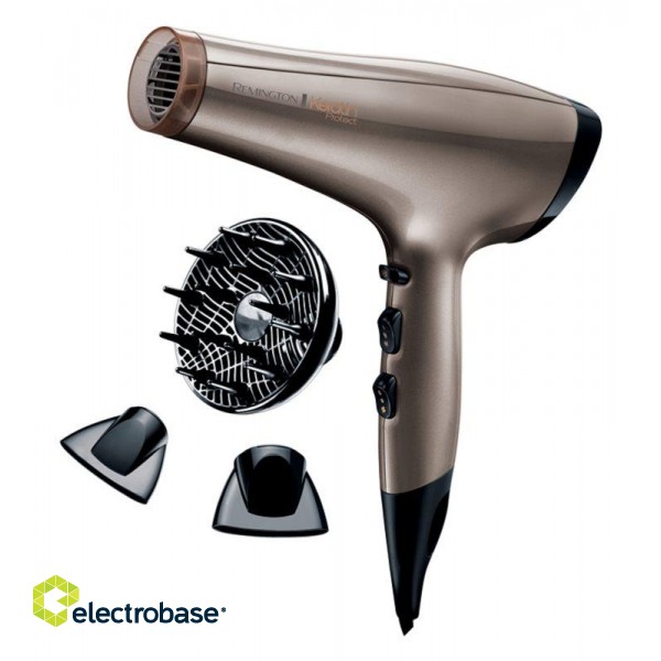Remington | Hair Dryer | AC8002 | 2200 W | Number of temperature settings 3 | Ionic function | Diffuser nozzle | Brown/Black paveikslėlis 1