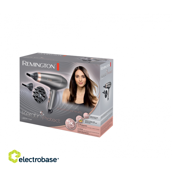 Remington | Hair Dryer | AC8820 | 2200 W | Number of temperature settings 3 | Ionic function | Diffuser nozzle | Silver image 2