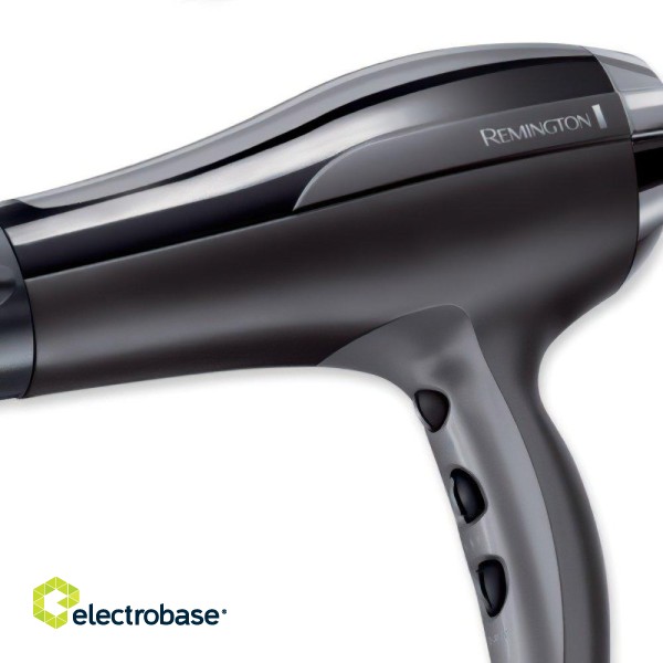 Remington | Hair Dryer | Pro-Air Turbo D5220 | 2400 W | Number of temperature settings 3 | Ionic function | Diffuser nozzle | Black image 2
