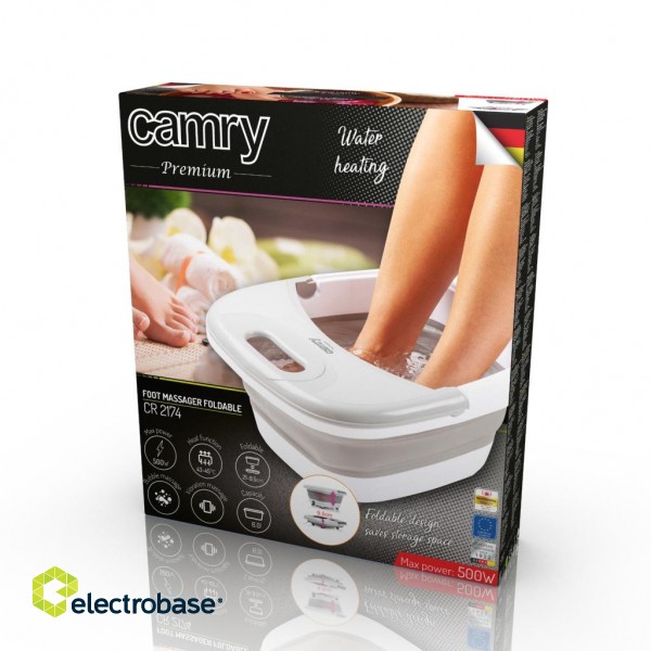 Camry | Foot massager | CR 2174 | Number of massage zones | Bubble function | Heat function | 450 W | White/Silver фото 8