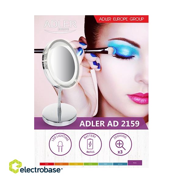 Adler | Mirror | AD 2159 | 15 cm | LED mirror | Chrome фото 7