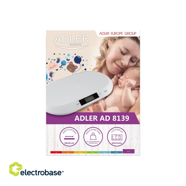Adler AD 8139 Child Scale | Adler | Adler AD 8139 | Maximum weight (capacity) 20 kg | Accuracy 10 g | White image 8