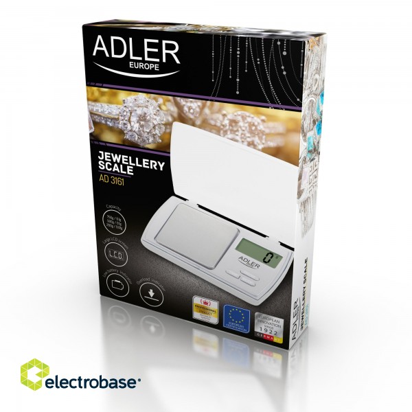 Adler | Precision scale | AD 3161 | Maximum weight (capacity) 0.5 kg | Accuracy 0.01 g | White paveikslėlis 4