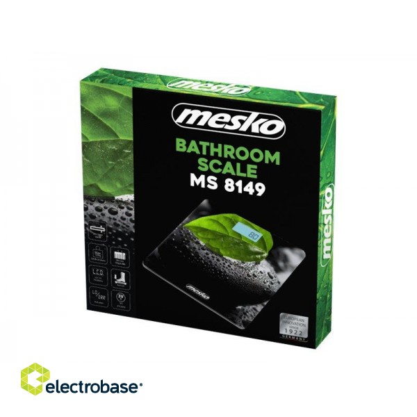 Mesko | Bathroom scales | MS 8149 | Maximum weight (capacity) 150 kg | Accuracy 100 g | Black/ green фото 5