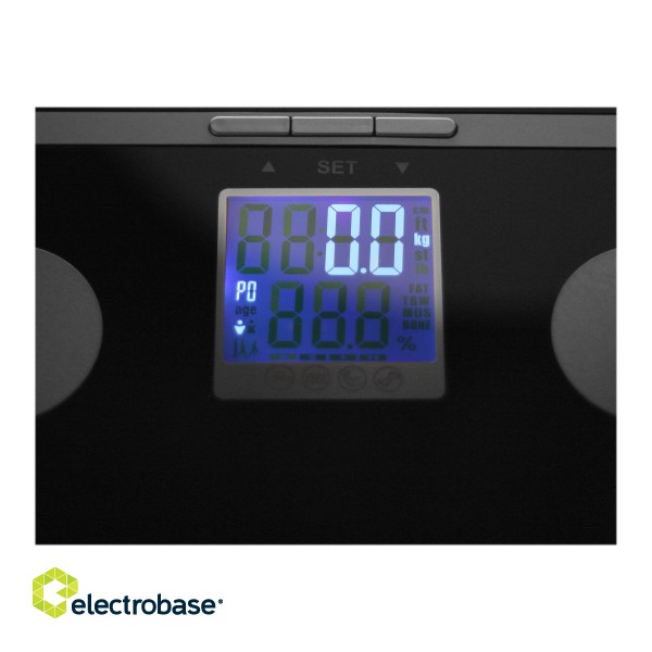 Scales | Tristar | Electronic | Maximum weight (capacity) 150 kg | Accuracy 100 g | Body Mass Index (BMI) measuring | Black фото 4