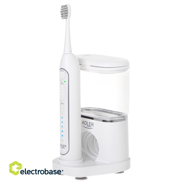 Adler | 2-in-1 Water Flossing Sonic Brush | AD 2180w | Rechargeable | For adults | Number of brush heads included 2 | Number of teeth brushing modes 1 | White фото 2