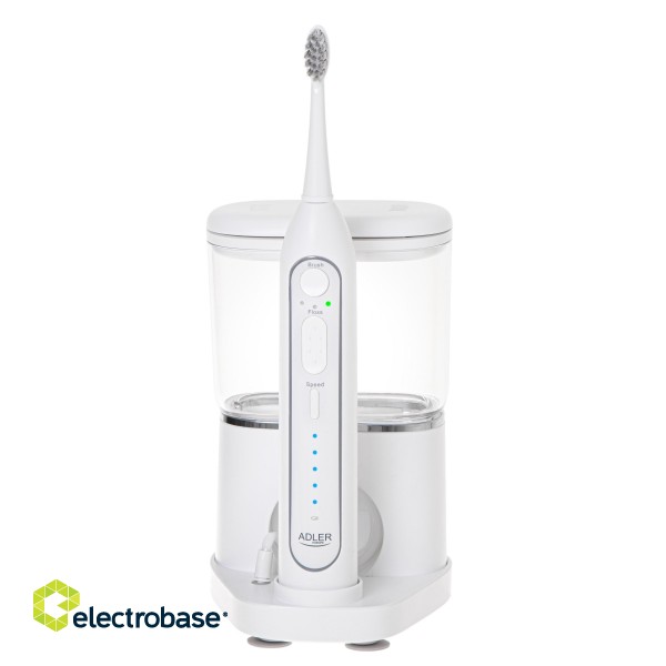 Adler | 2-in-1 Water Flossing Sonic Brush | AD 2180w | Rechargeable | For adults | Number of brush heads included 2 | Number of teeth brushing modes 1 | White paveikslėlis 3