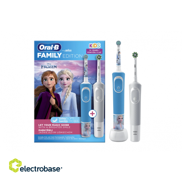 Oral-B | Electric Toothbrush | D100 Kids Frozen + Vitality Pro D103 | Rechargeable | For adults and children | Number of brush heads included 2 | Number of teeth brushing modes 3 image 1