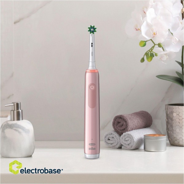 Oral-B | Electric Toothbrush | Pro3 3400N | Rechargeable | For adults | Number of brush heads included 2 | Number of teeth brushing modes 3 | Pink Sensitive image 2