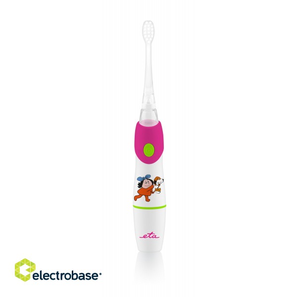 ETA | SONETIC Toothbrush | ETA071090010 | Battery operated | For kids | Number of brush heads included 2 | Number of teeth brushing modes Does not apply | Sonic technology | White/ pink фото 3