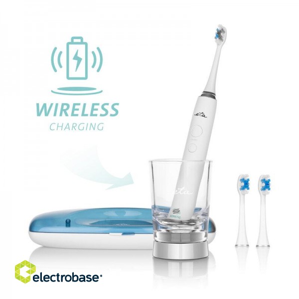 ETA | Sonetic Toothbrush | ETA570790000 | Rechargeable | For adults | Number of brush heads included 3 | Number of teeth brushing modes 4 | Sonic technology | White paveikslėlis 9