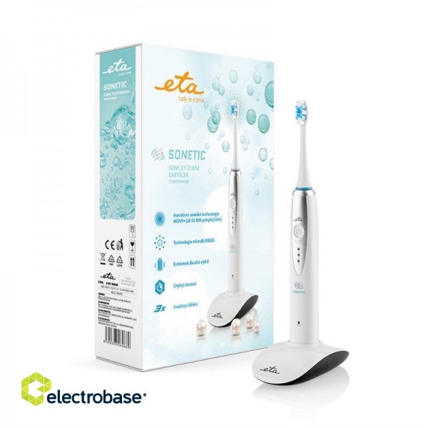 ETA | Toothbrush | Sonetic ETA070790000 | Rechargeable | For adults | Number of brush heads included 2 | Number of teeth brushing modes 3 | Sonic technology | White image 4
