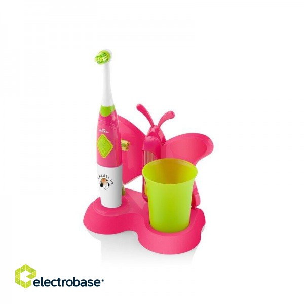 ETA | Toothbrush with water cup and holder | Sonetic  ETA129490070 | Battery operated | For kids | Number of brush heads included 2 | Number of teeth brushing modes 2 | Pink paveikslėlis 2