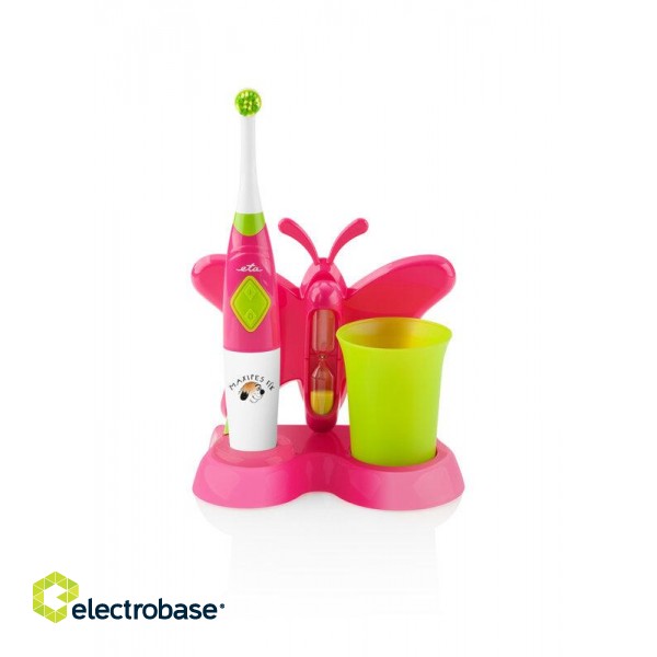 ETA | Toothbrush with water cup and holder | Sonetic  ETA129490070 | Battery operated | For kids | Number of brush heads included 2 | Number of teeth brushing modes 2 | Pink image 3