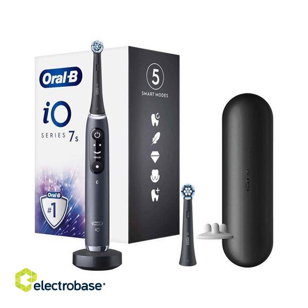 Oral-B | Electric Toothbrush | iO7s Black Onyx | Rechargeable | For adults | Number of brush heads included 2 | Number of teeth brushing modes 5 | Black image 2