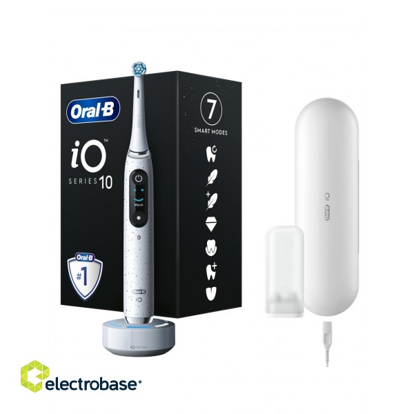 Oral-B | Electric Toothbrush | iO10 Series | Rechargeable | For adults | Number of brush heads included 1 | Number of teeth brushing modes 7 | Stardust White фото 2