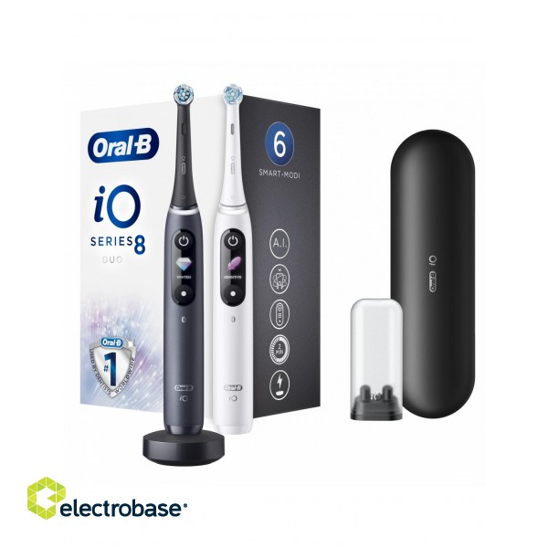 Oral-B | Electric Toothbrush | iO8 Series Duo | Rechargeable | For adults | ml | Number of heads | Number of brush heads included 2 | Number of teeth brushing modes 6 | Black Onyx/White image 2
