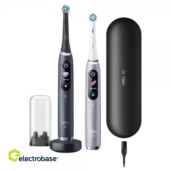 Oral-B | Electric Toothbrush | iO 9 Series Duo | Rechargeable | For adults | ml | Number of heads | Number of brush heads included 2 | Number of teeth brushing modes 7 | Black Onyx/Rose image 1