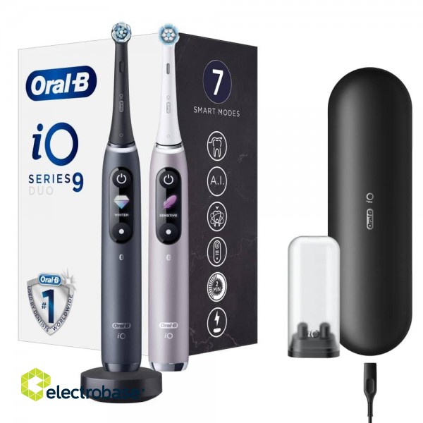 Oral-B | Electric Toothbrush | iO 9 Series Duo | Rechargeable | For adults | ml | Number of heads | Number of brush heads included 2 | Number of teeth brushing modes 7 | Black Onyx/Rose image 2