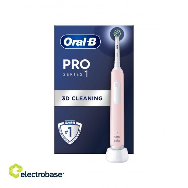 Oral-B | Electric Toothbrush | Pro Series 1 Cross Action | Rechargeable | For adults | Number of brush heads included 1 | Number of teeth brushing modes 3 | Pink image 3