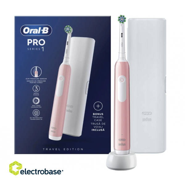 Oral-B | Electric Toothbrush | Pro Series 1 | Rechargeable | For adults | Number of brush heads included 1 | Number of teeth brushing modes 3 | Pink image 2