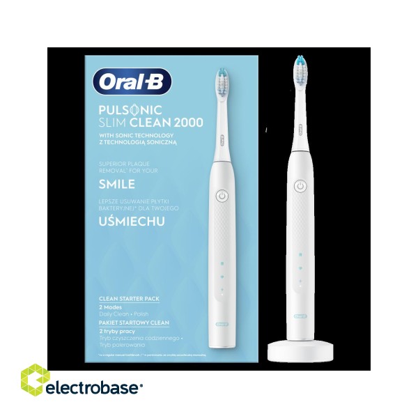 Oral-B | Electric Toothbrush | Pulsonic 2000 | Rechargeable | For adults | Number of brush heads included 1 | Number of teeth brushing modes 2 | Sonic technology | White image 2