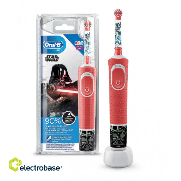 Oral-B | Electric Toothbrush | Vitality 100 Starwars | Rechargeable | For kids | Number of brush heads included 1 | Number of teeth brushing modes 1 | Red фото 2