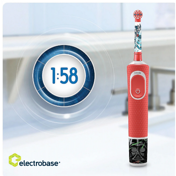 Oral-B | Electric Toothbrush | Vitality 100 Starwars | Rechargeable | For kids | Number of brush heads included 1 | Number of teeth brushing modes 1 | Red фото 3