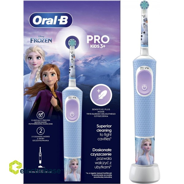 Oral-B | Electric Toothbrush | Vitality PRO Kids Frozen | Rechargeable | For children | Number of brush heads included 1 | Number of teeth brushing modes 2 | Blue image 5