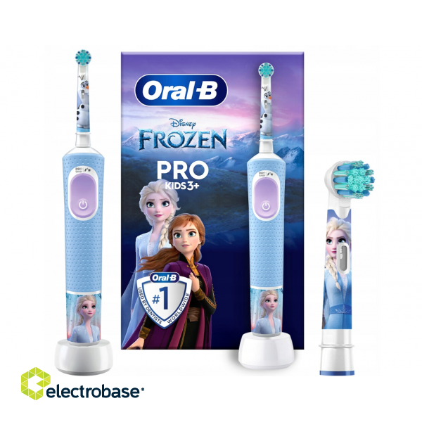 Oral-B | Electric Toothbrush | Vitality PRO Kids Frozen | Rechargeable | For kids | Number of brush heads included 1 | Number of teeth brushing modes 2 | Blue image 4