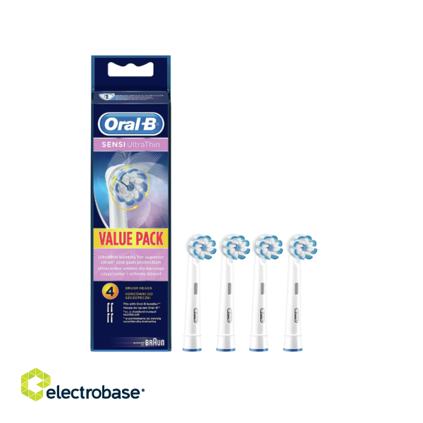 Oral-B | Replaceable toothbrush heads | EB60-4 Sensi UltraThin | Heads | For adults | Number of brush heads included 4 | Number of teeth brushing modes Does not apply | White paveikslėlis 1