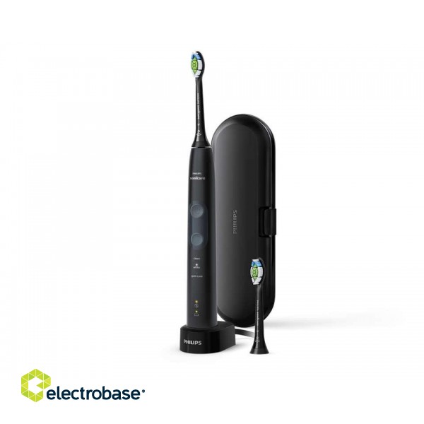 Philips | Sonicare ProtectiveClean 5100 Electric toothbrush | HX6850/47 | Rechargeable | For adults | ml | Number of heads | Number of brush heads included 2 | Number of teeth brushing modes 3 | Sonic technology | Black фото 1
