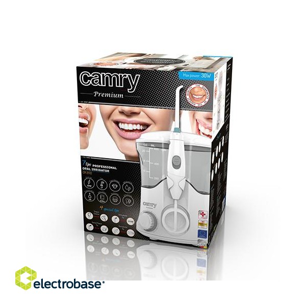 Camry | Oral Irrigator | CR 2172 | Corded | 600 ml | Number of heads 7 | White paveikslėlis 8