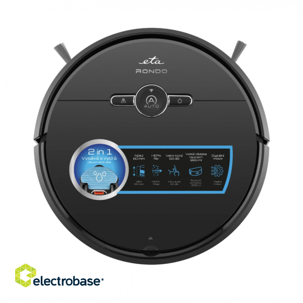 ETA | Robot Vacuum Cleaner | Rondo ETA124490000 | Wet&Dry | Operating time (max) 100 min | Li-ion | 4000 mAh | Dust capacity 0.6 L | Black image 6