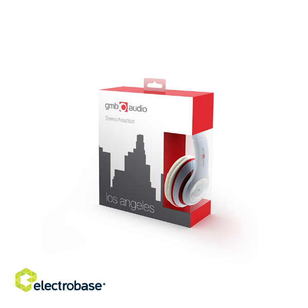 Gembird | MHS-LAX-W Stereo headset "Los Angeles" | Wired | On-Ear | Microphone | White фото 3