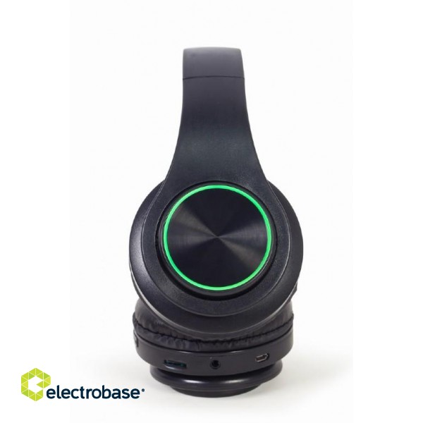 Gembird | Stereo Headset with LED Light Effects | BHP-LED-01 | Bluetooth | On-Ear | Wireless | Black paveikslėlis 7