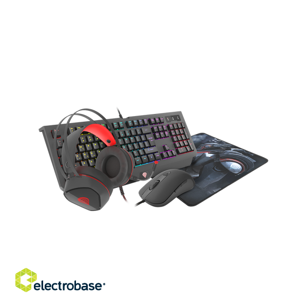 GENESIS COMBO set 4in1 cobalt 330 rgb keyboard + mouse +headphones + mousepad image 1